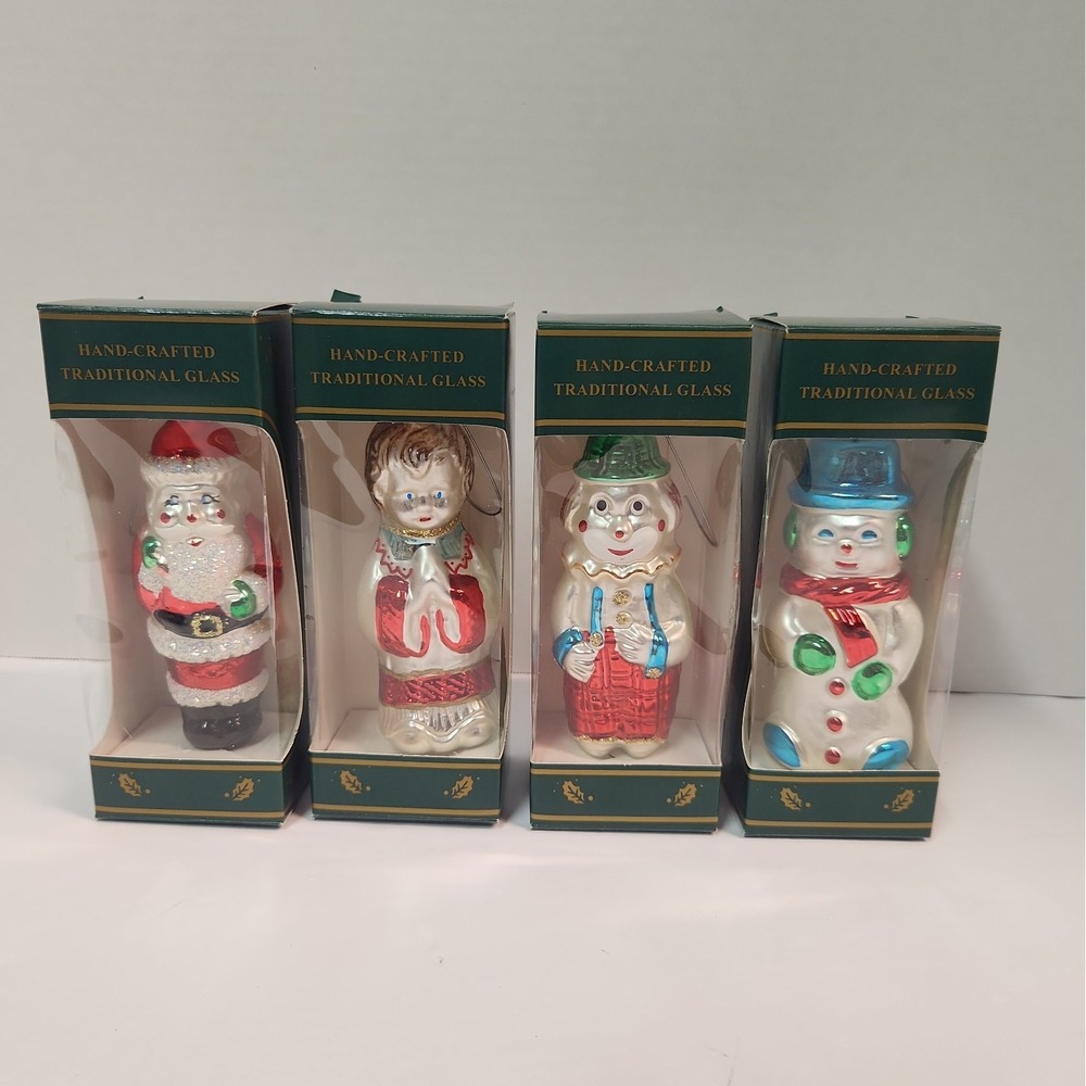 Kurt Adler Blown Glass Christmas Ornaments Lot of 4 Vintage